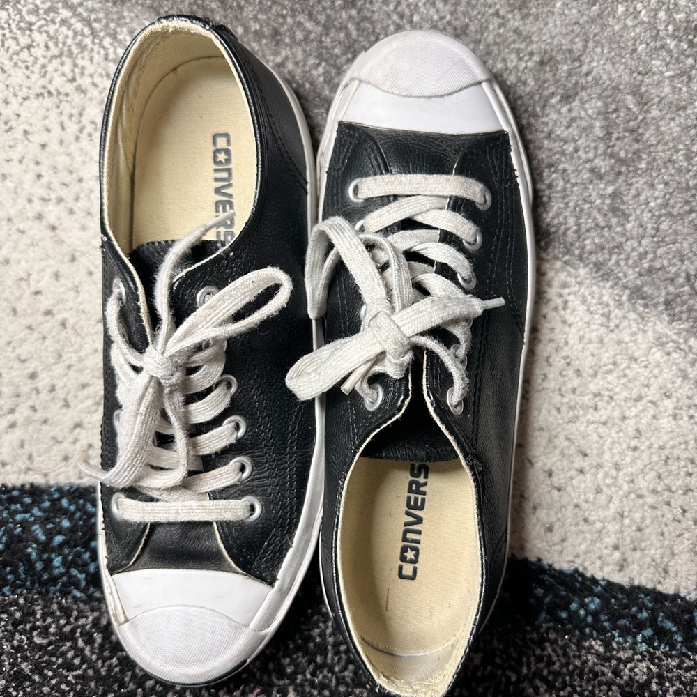 Converse Jack Purcell Black Leather Sneakers Men’s 6 / Women’s 7.5 (24 cm)